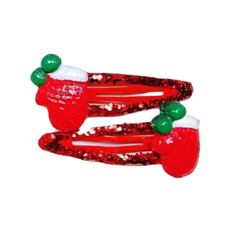 Lovely Christmas Hair Clip Sequined Nonslip Strong Clip Santa/Tree Decors For Christmas Holiday Hair Styling Accessories