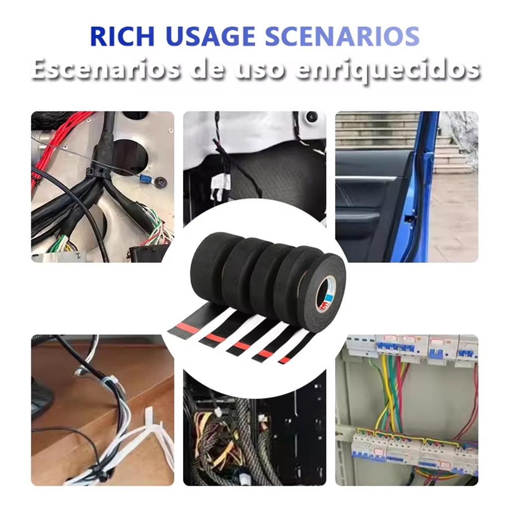 High Temperature Wire Harness Cloth Tape Automotive Cable Loom Heatproof Fabric Adhesive Tape, Engine Electrical Insulation