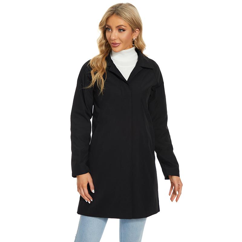 Femei Primăvară Toamnă Lungime mijlocie rever, Trenci simplu la un singur piept