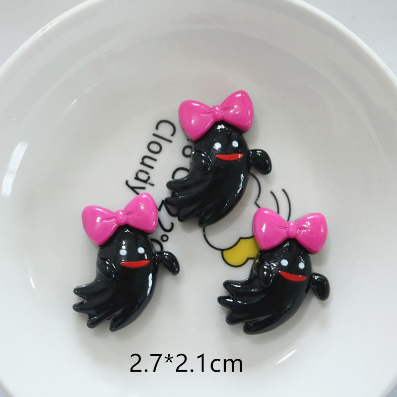 10Pcs Resin Colorful Kawaii Eye Bat Pumpkin owl Ghost Skull Figurines Flatback Stone DIY Bow Halloween Decor Scrapbook Crafts