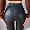 Fleece Matte PU Leather Pants Women Autumn Winter Leggings Elastic High Waist Slim Skinny Windproof Warm Sexy Legging