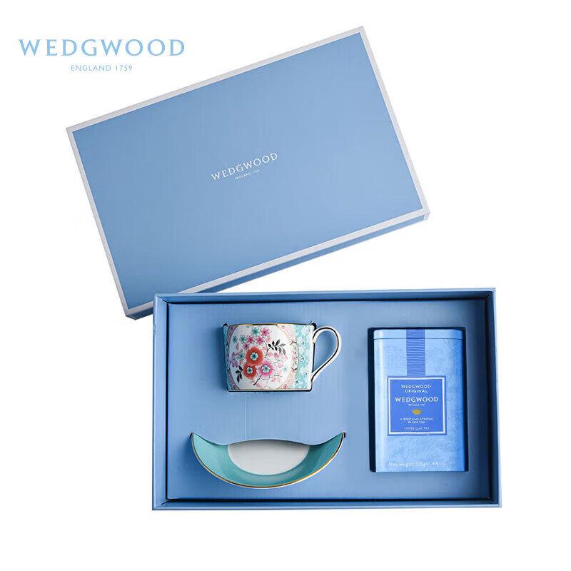 Wedgwood Camellia Love Cup & Saucer with Tea Caddy