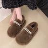 Inverno Solido Slip-on Ballerine Punta Rotonda Fiocco a Farfalla Scarpe da Donna 2025 Moda Perline Basse Dolci Sapatos Baixos