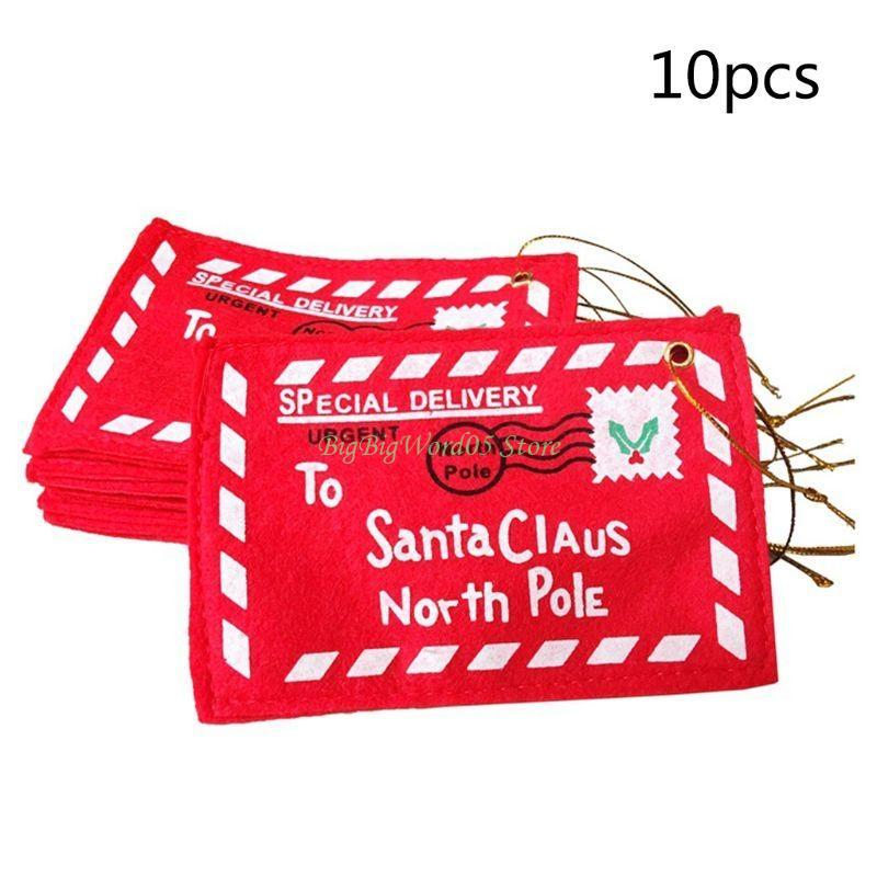 

24TE 10 Pcs Christmas Santa Envelope Reusable Envelope Ornament Embroidered Bag красный