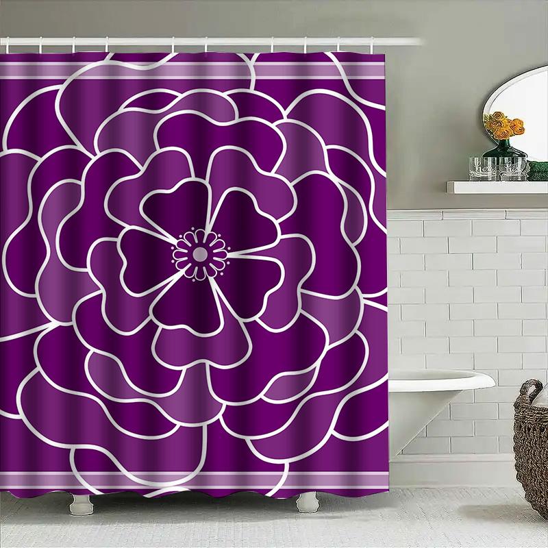 Vintage Purple Peony Shower Curtain Waterproof Fabric Home Decor Bathroom Decorations Wall Hanging For Bathtub
