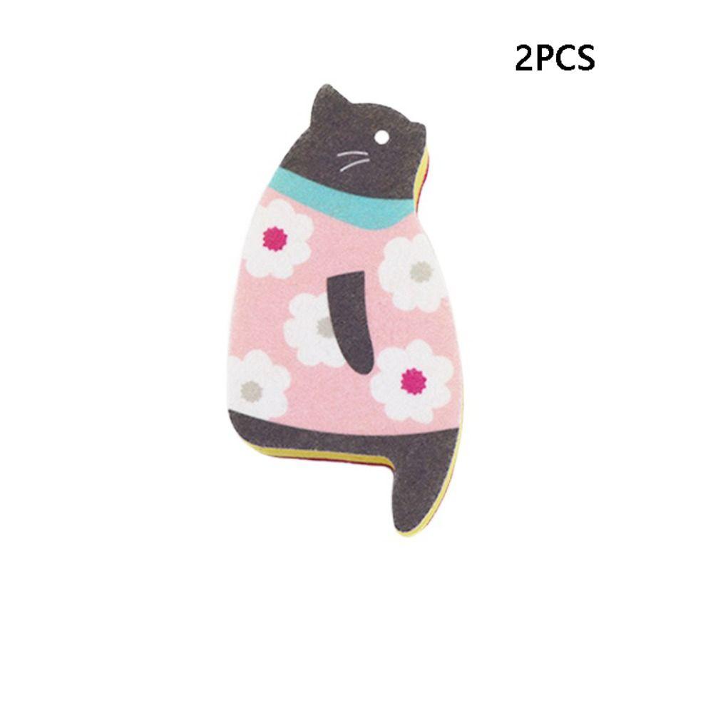 2pcs Delicate Sponge Cat Dish Sponge Non-Scratch Dishwashing Cloth  Bathroom