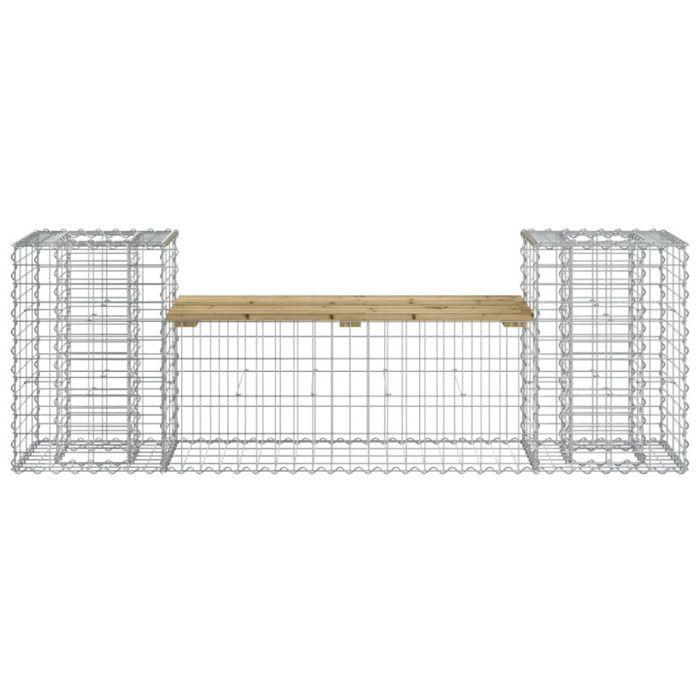 VidaXL Design Gabion Garden Bench 183x41x60.5cm Impregnated Pine Wood 834389