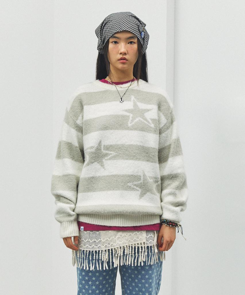 CAVISH Gepunkteter Sternen-Strickpullover Elfenbein(Cv2Ffuk600A)