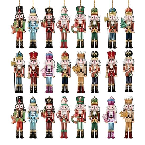 Yousheng Christmas Nutcracker Ornaments Small Wooden Soldier Nutcracker Hanging Decoration for Christmas Tree Holiday Party Decor