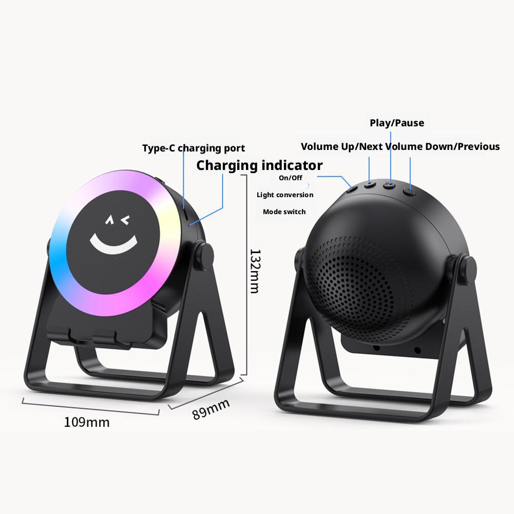 Multifunction 4 IN 1 Wireless Induction Audio Bluetooth Speaker, 360° Rotation Stand with LED-Universal Speaker Stands