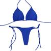 1Set Three-point Set European Style Tie Split Swimwear Solid Color Bikini Sexy Swimsuit