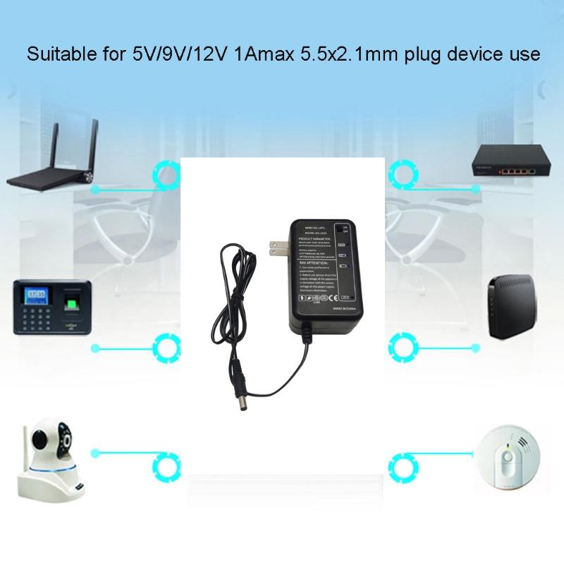 Rechargeable 4000mAh 5V 9V 12V 1A UPS Backup Power Supply Adapter 5.5x2.1mm Output for Wireless Router IP Camera