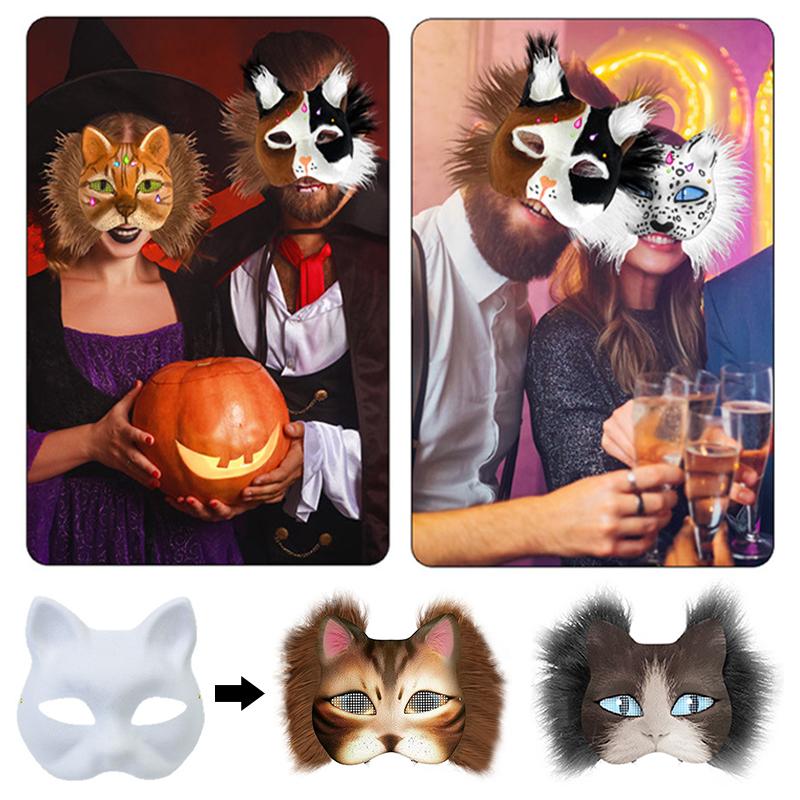 17 szt. Ręcznie Rysowane DIY Prezenty Świąteczne Zwierzę Kot Lis Maska DIY Graffiti Maska na Pół Twarzy Impreza Dostępnych Wiele Opcji