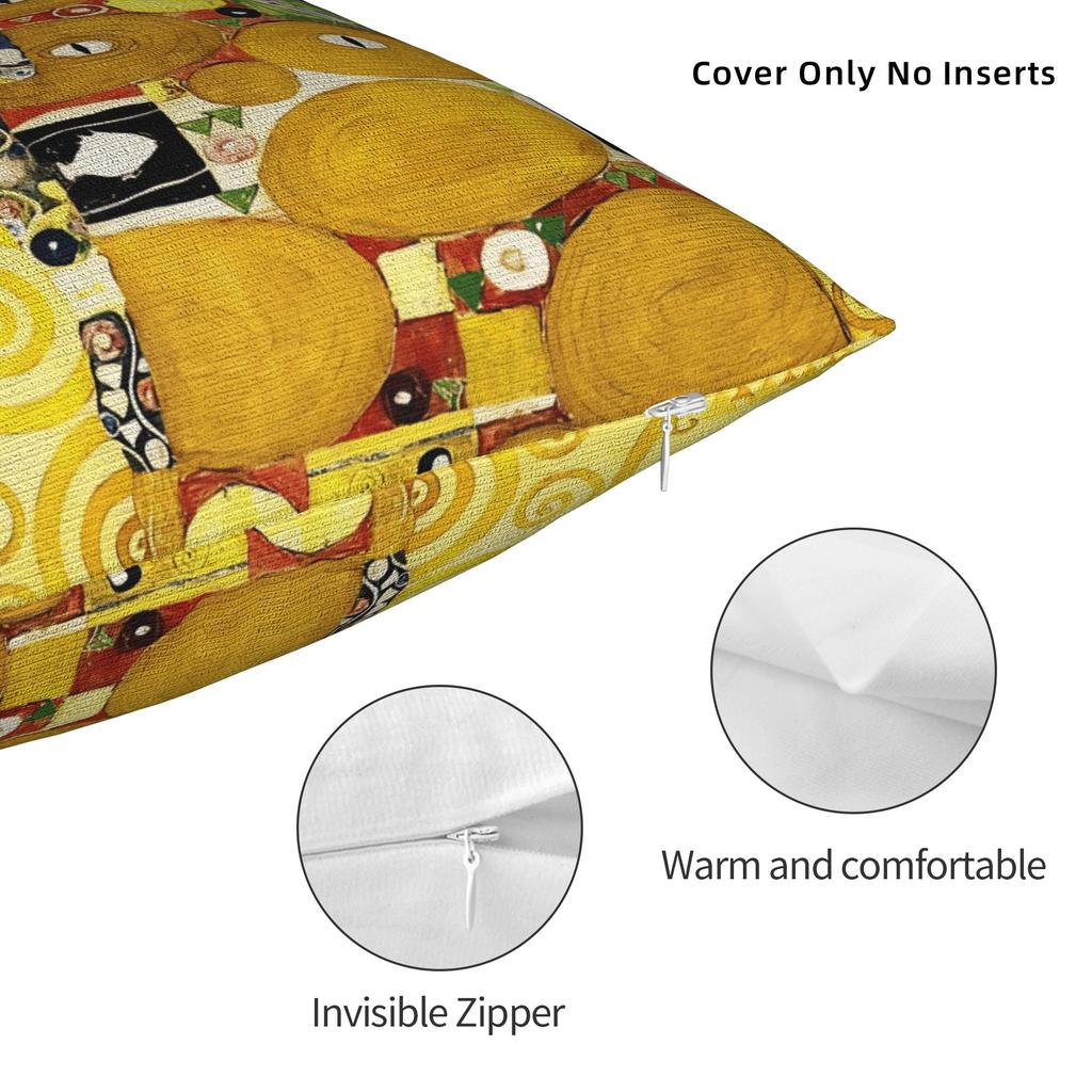 Gustav Klimt Art Pillow Cover Comfy Cushion Cover Kawaii Pillow Case For Chair Sofa Home Decor