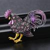 Vintage Exquisite Rhinestone Rooster Brooches For Women Men Trendy Punk Metal Animal Chicken Buckle Pins Wedding Party Jewelry