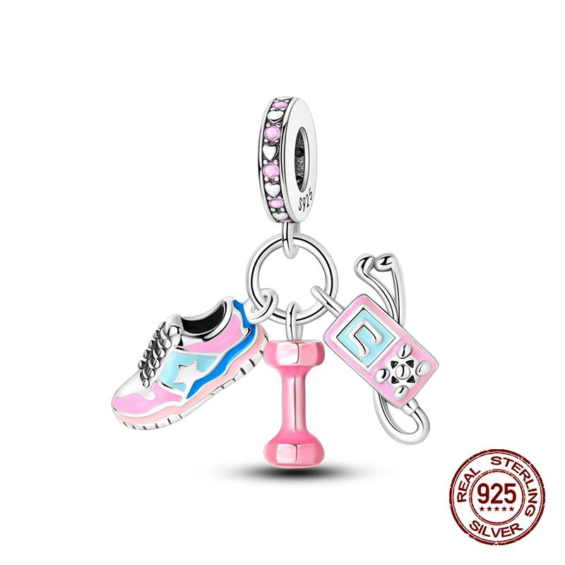 New Copper Basketball Football Yoga Sports Series Charms Beads Fit Pandach Original Bracelets Diy Jewelry Birthday Gift