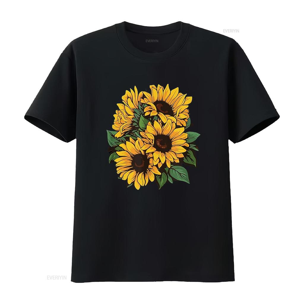 Mens Garden Gardener Sunflower Gardening T Shirt Black Vintage Washed Stylish Unisex Graphic Comfortable Fashion