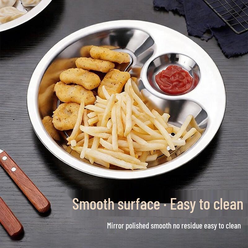 Stainless Steel Dumpling Plate with Draining Rack & Vinegar Dish