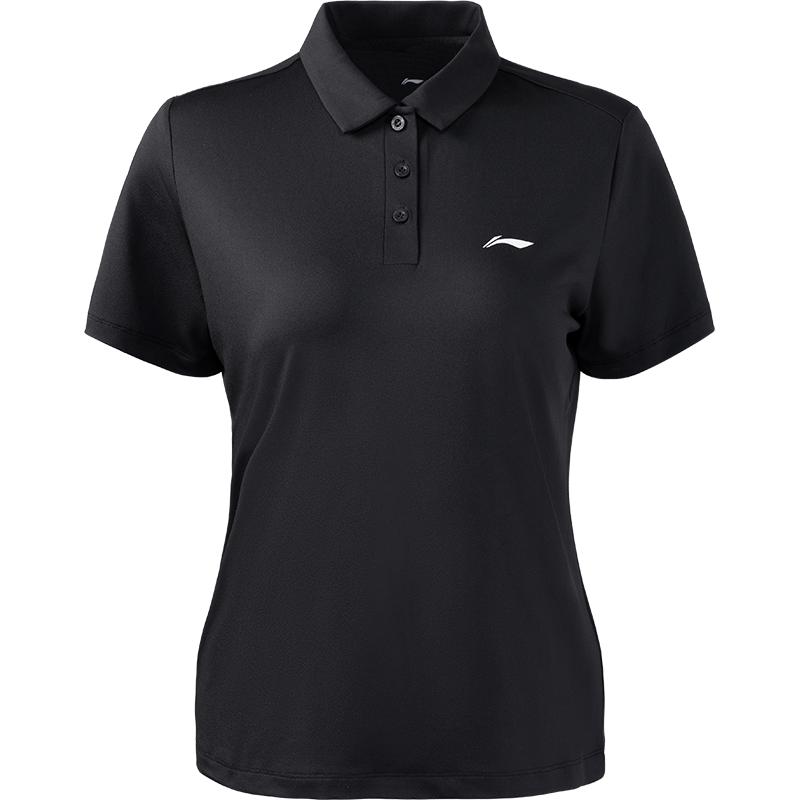Li-Ning Модная Универсальная Однотонная Спортивная Рубашка-Поло Женские Топы Черный APLW518-2 S