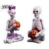Unique Photography Props 2Pcs/Set Couple Skeleton Statues, with Pumpkin Figurines, Men Embracing Statue Women Ornaments for Halloween Table
