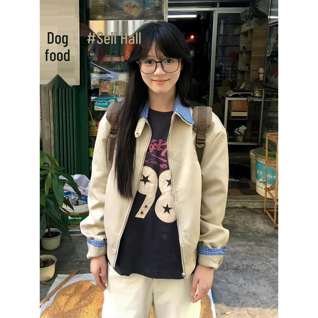Women's Plaid Patchwork American Barn Style Jacket - Trendy Early Autumn Design Cardigan