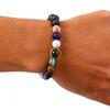Eight Major Galaxies Beaded Bracelets for Men,Black Natural Stone Elastic Bead Bracelet,Classic Trendy Jewelry Gift