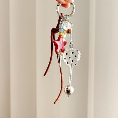 Original New Retro Pentagram Jewelry Pendant Handmade Bead Ins Windbag Hanging Personalized Keychain