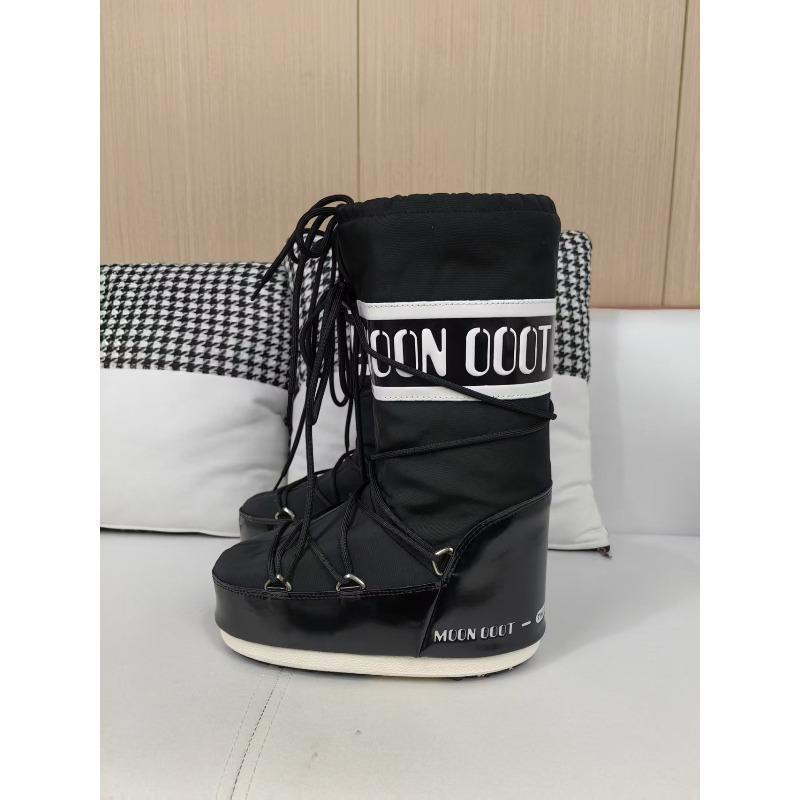 Wintermode Moon Boots Verdickte Thermohülle Baumwollstiefel Wasserdichte und rutschfeste Riemen Brotstiefel