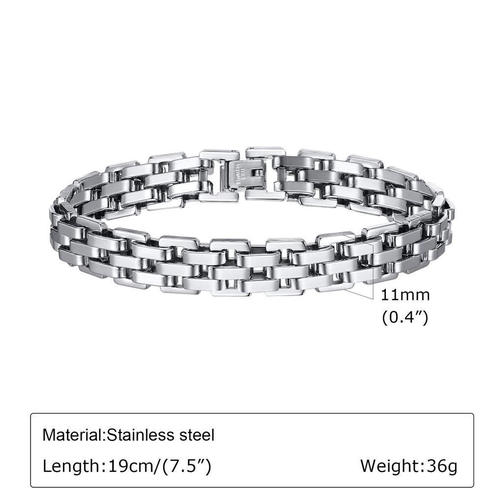 Stylish Strap Chain Bracelets for Men Boys,Waterproof Stainless Steel Thick Chain Wristband,Father's Day Husband Dad Gift