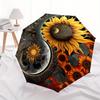 "Yin-Yang Sunflower Moon Nature Art Print"Umbrella, Portable 3-Fold Compact Umbrella for Men & Women ES37