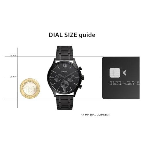 Fenmore Mid-Size Multifunction Black Stainless Steel Watch, Chronograph.