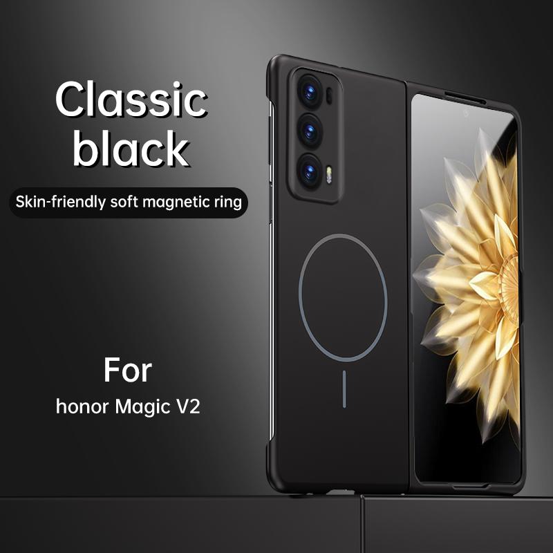 Cienka Matowa Skóra Do Magnetycznego Etui Dla Honor Magic V2 MagicV2 5G Bezprzewodowe Ładowanie Twardy Tylny Pokrowiec Capa