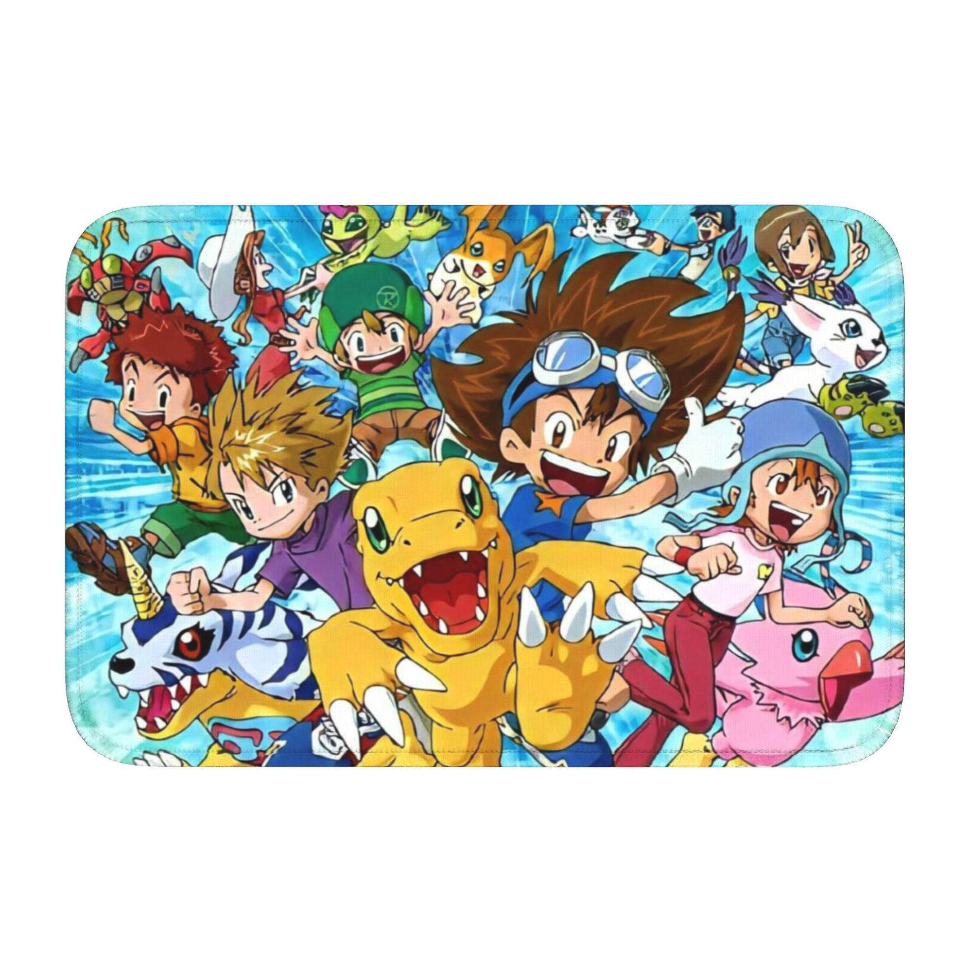 

Digimones Adventure Anime Front Door Mat Anti-Slip Indoor Welcome Quick Dry Doormat Floor Bathroom Entrance Rug Carpet Footpad 60cm x 90cm