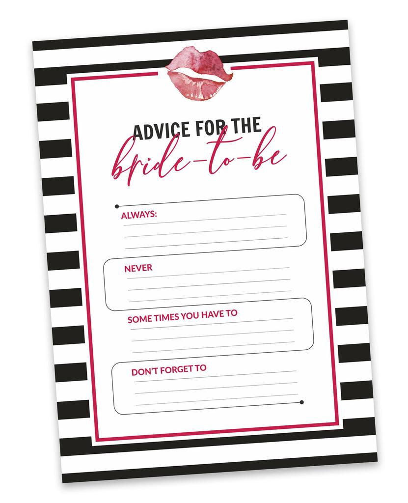 Inkdotpot Bridal Shower Games Advice For The Bride Set Of 50A  StripedA  Mad Libs Game