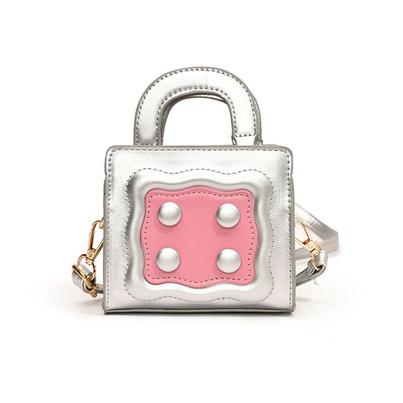 Fashionable Unisex Toddler Handheld Mini Bag With Breathable Pu Material For Daily Use серебряный