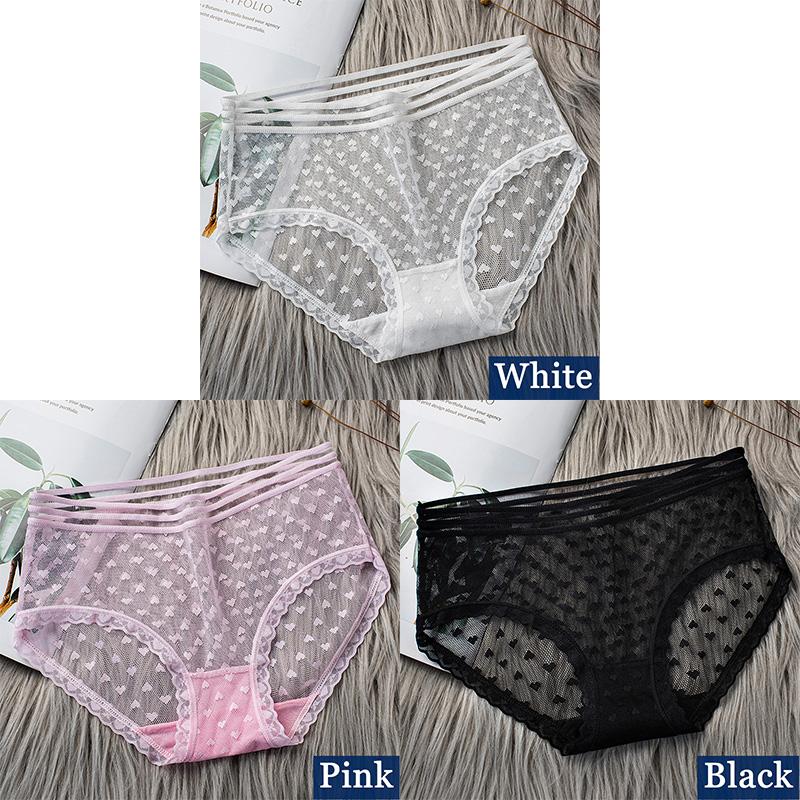 3pcs Sexy Lace Transparent Panties for Women Underwear Fashion Panty Lingerie Breathable Hollow Out Briefs Female Underwear