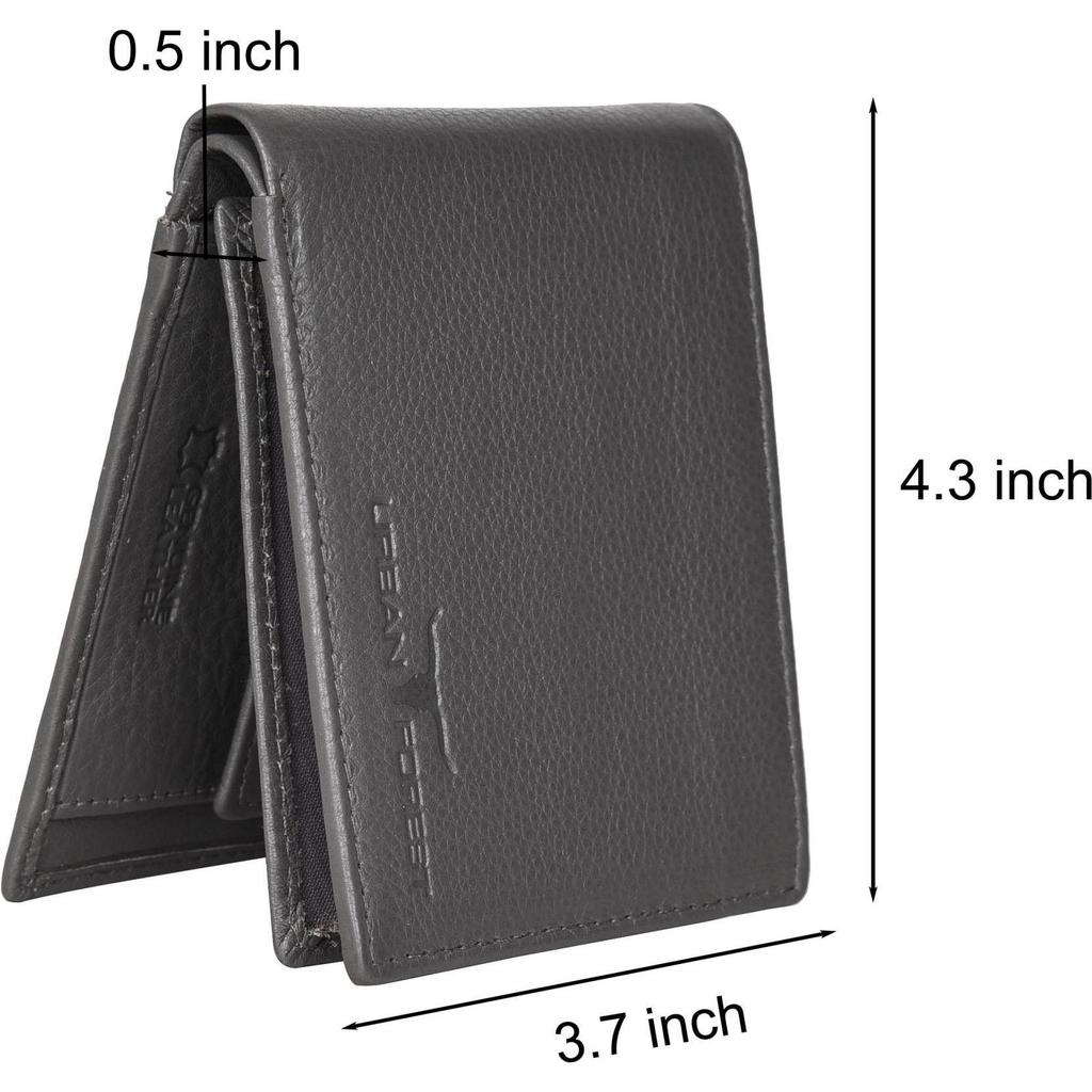 Cartera informal, formal y moderna de cuero genuino para hombre.  (6 ranuras para tarjetas)
