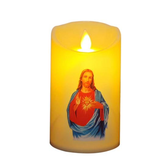 Yousheng LED Christmas Candle Lights Flameless Flickering Prayer Lamp Religious Figure Design Lights for Home Altar Church Decor