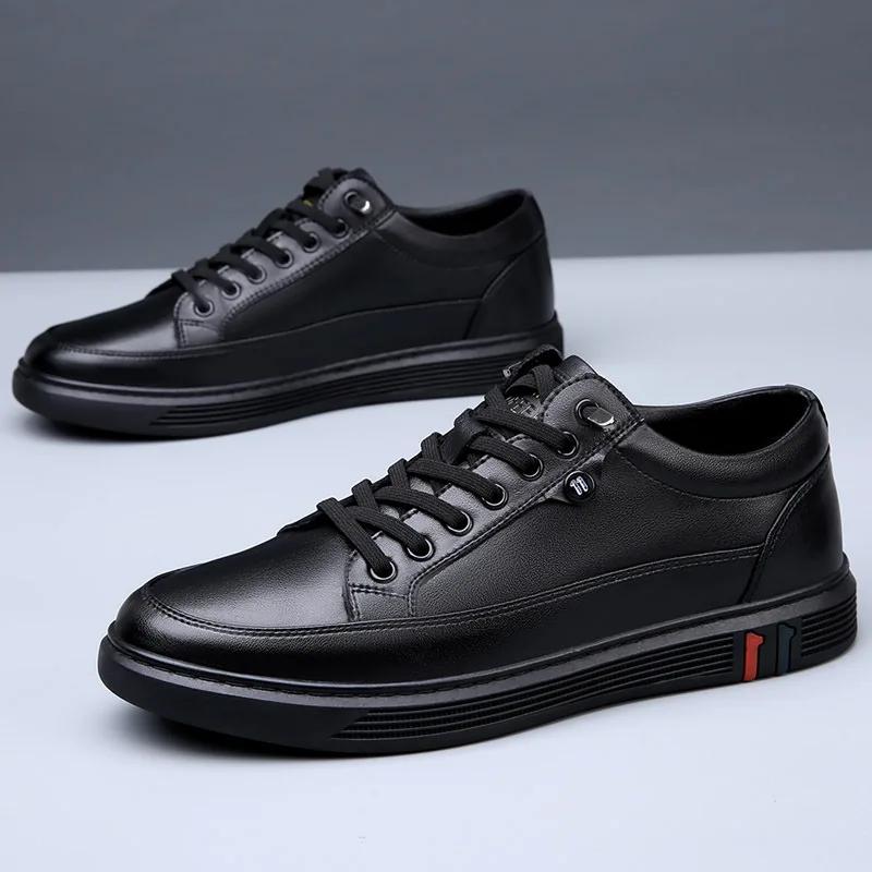 

Spring Autumn Leather Shoes Men Footwear Soft Leather Mens Casual Shoes Flat Brand Male Footwear Black Brown 44