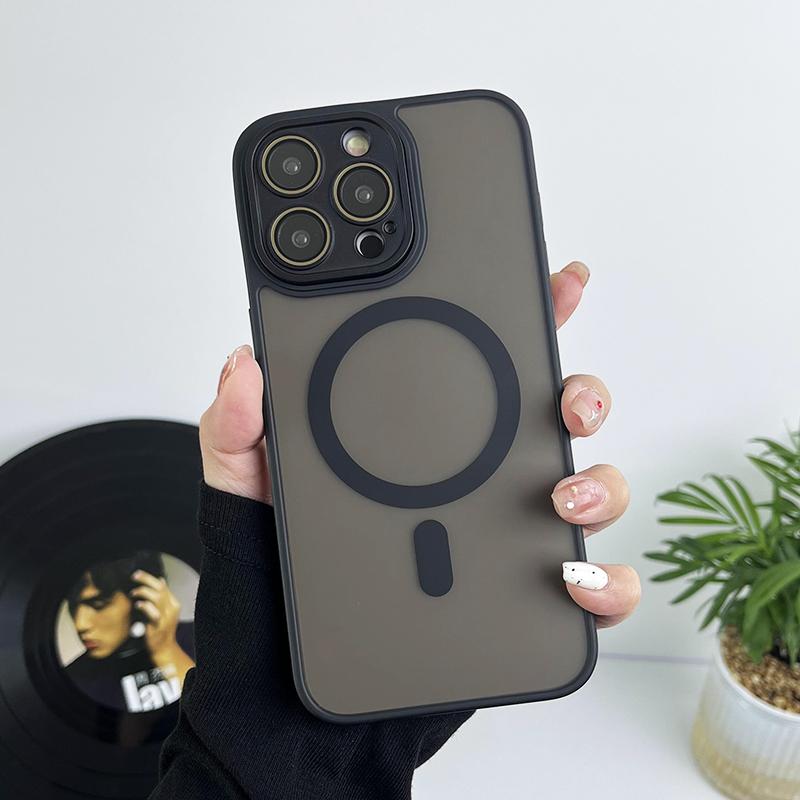 Capa de telefone ultrafina magnética fosca transparente para iPhone 11 12 13 14 15 16 Pro Max com carregamento sem fio Magsafe e película de lente