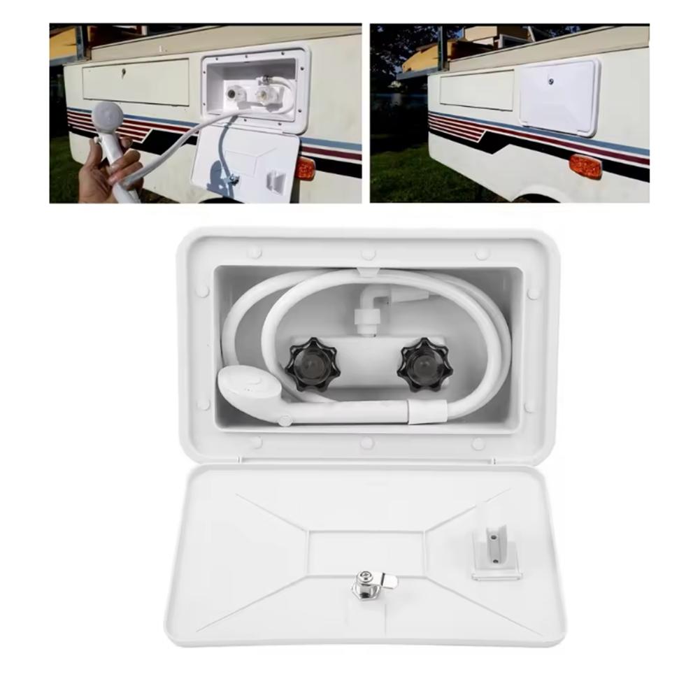 Versatile For Motorhome Boat Accessories RV Exterior Shower Box Quick Connect Sprayer & Hose Faucet Hose