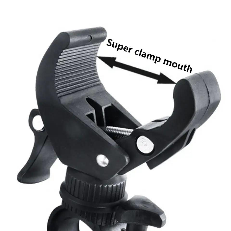 1PC Universal Bicycle Handlebar Flashlight Clip 90°/360° Rotating LED Torch Mount Clamp Holder for Bike Adjustable Grip Bracket