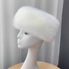 Winter Thick Fox Fur Earmuffs Headband Hatless Headwrap Scarf Warm Fashion Accessory for Women