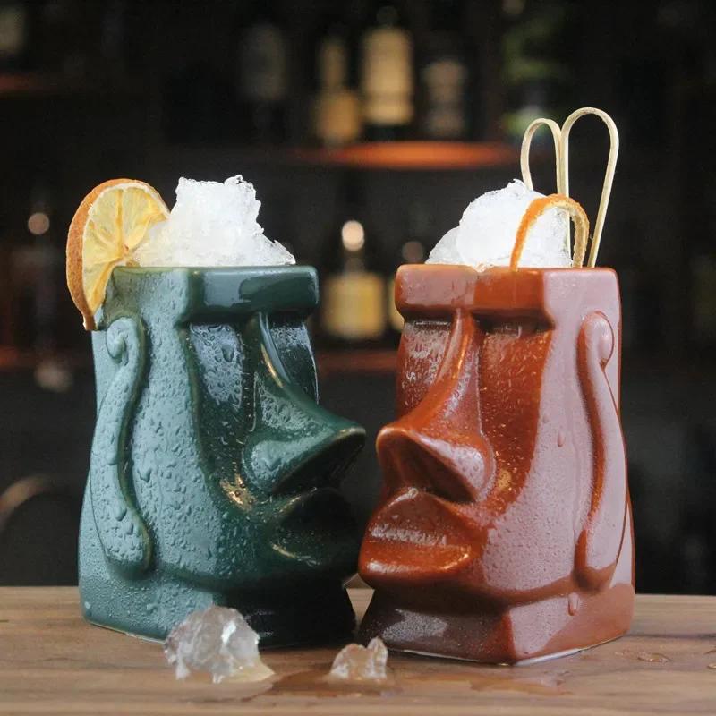 100ml Tiki Mug Ceramic Hawaii Style Cocktail Cup Creative Tiki Cups Home Decor Creative Funny Cup Beer Beverage Mug Luxury Gifts