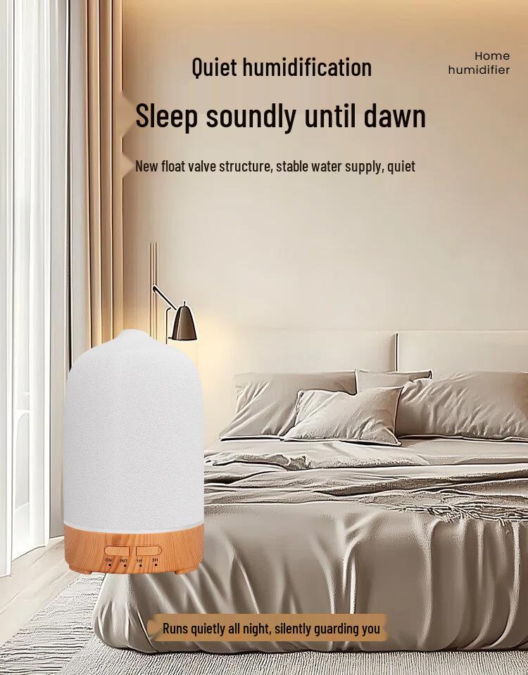 150ml USB Ceramic Aroma Diffuser & Humidifier with Timer, Silent Ultrasonic Mist, Essential Oil Compatible, 7 Color LED Lights