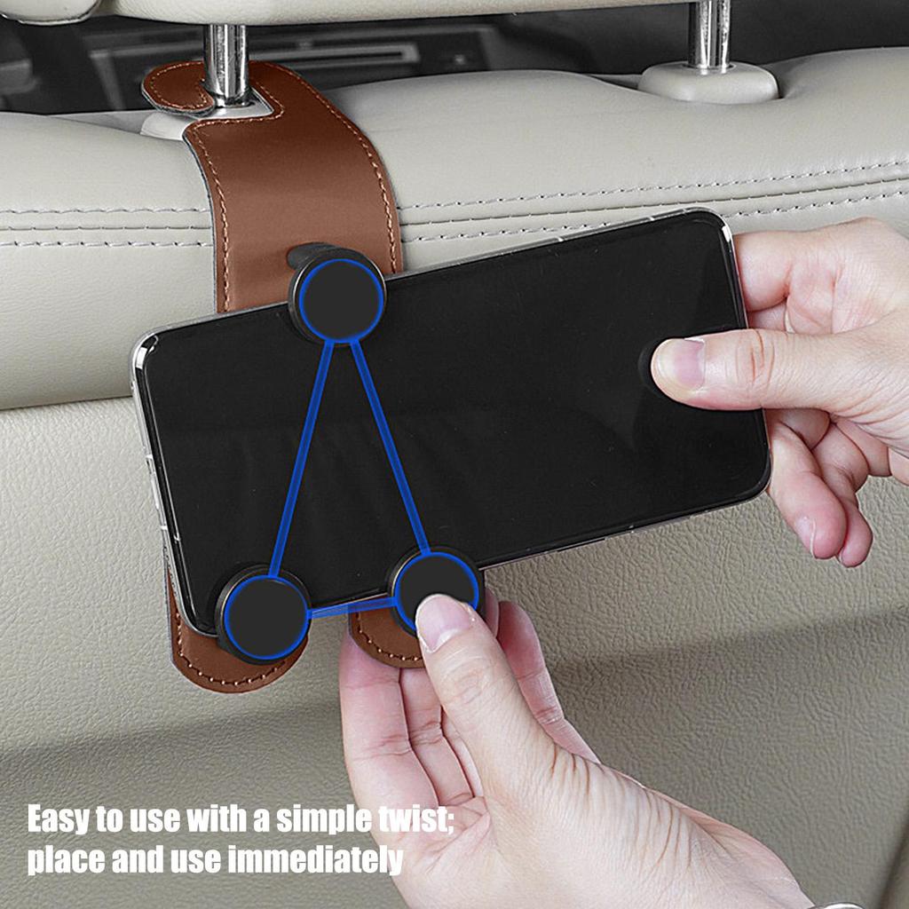 Car Headrest Hooks Headrest Phone Storage Hanger Auto Seatback Stand Hooks for Commuting Travel Business Trip Camping Daily