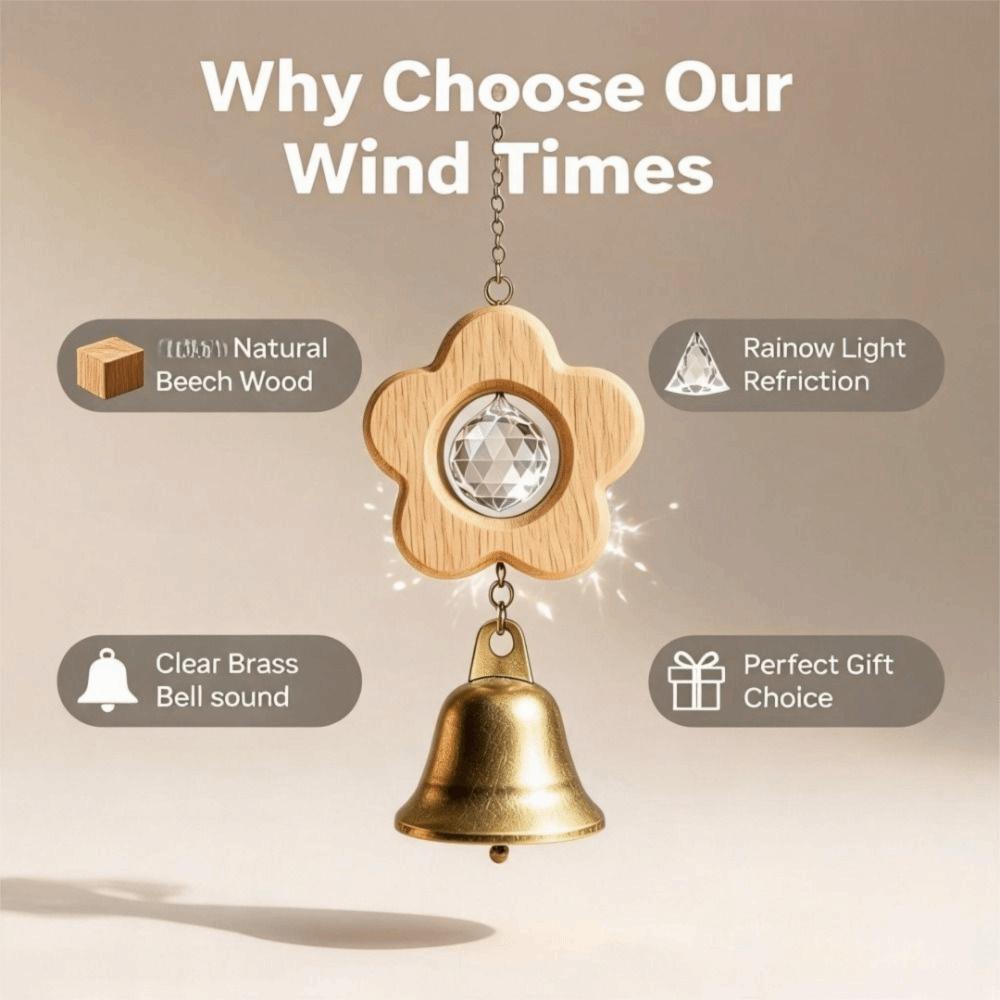 Crystal Prism Wind Bells Wooden Hanging Ornament Vintage Crystal Pendant Garden