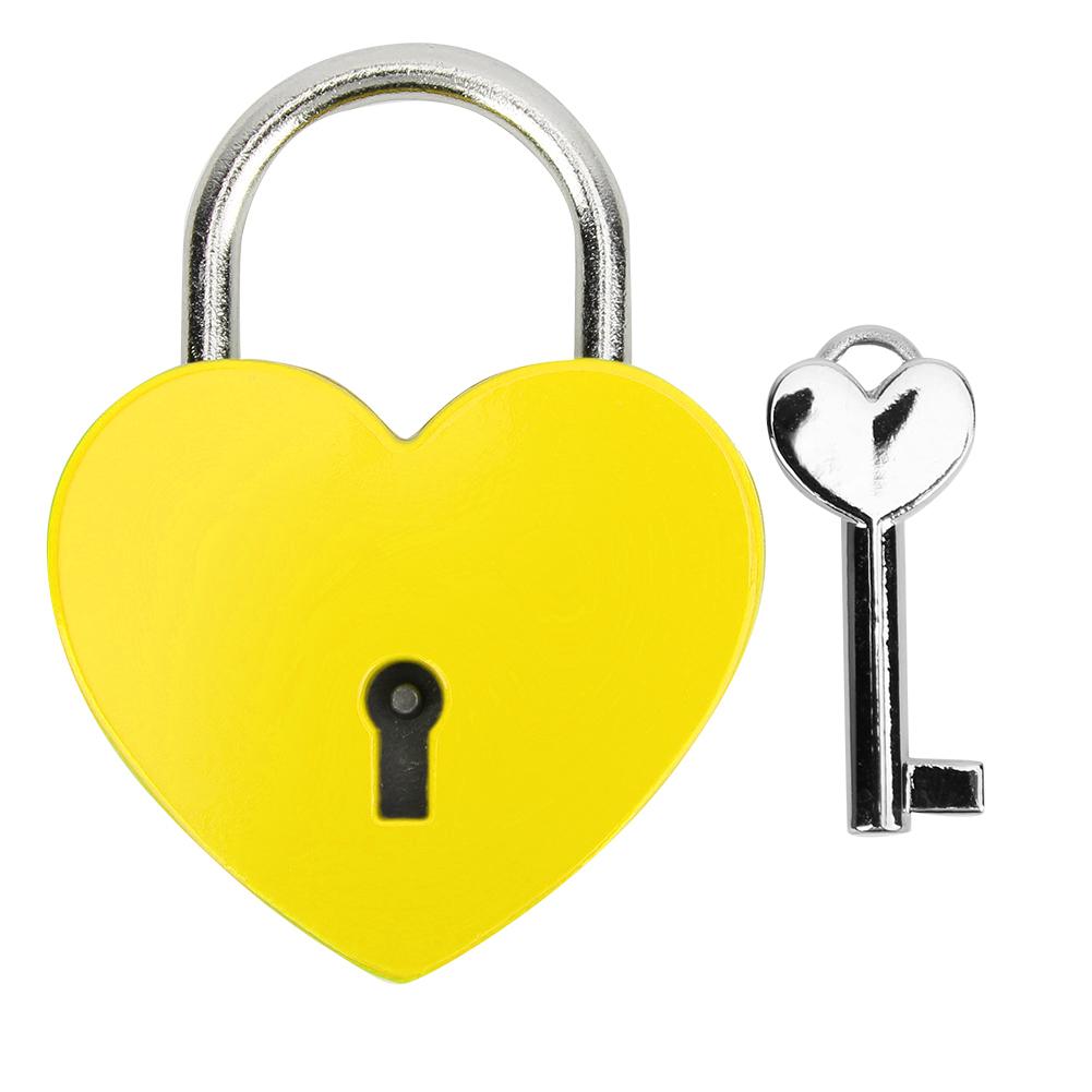 Heart Lock Metal Colorful Exquisite Padlock Household Craft Supplies with Key 45x59mm