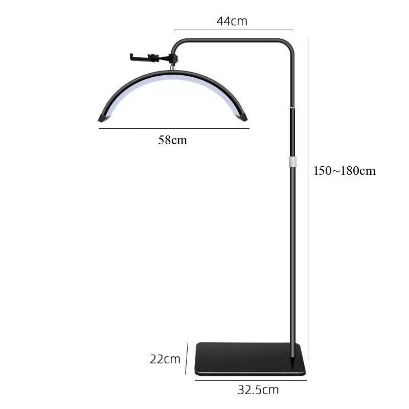 24" LED Half-Moon Beauty Light - Microblading, Manicure, Tattoo, Eyebrow, Eyelash Floor Lamp