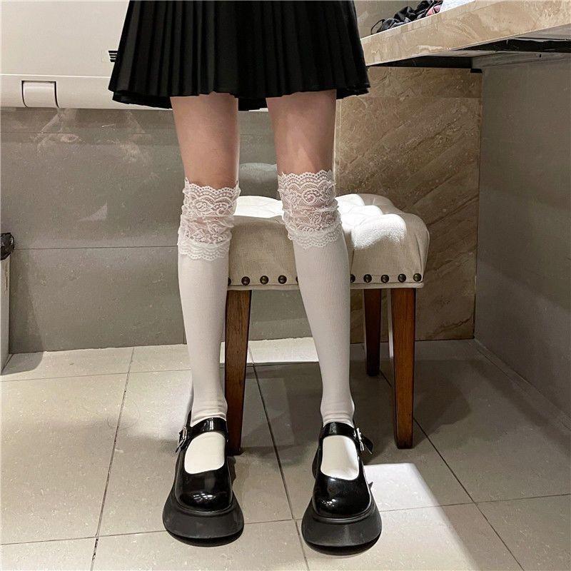 Autumn And Winter Warm Knee Socks Pure Cotton Socks Women'S Thick Socks Japanese Stockings Winter High Tube Non-Slip Solid Color Stockings